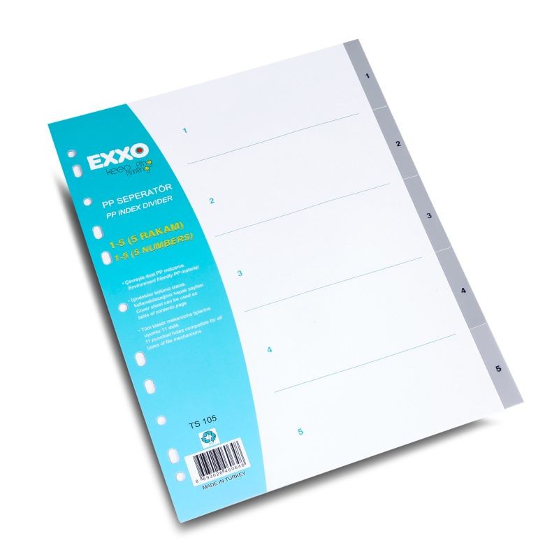 Separatoare numerice pentru documente A4, cu perforatii, plasticate, Exxo Numere 1-12 - imagine 6